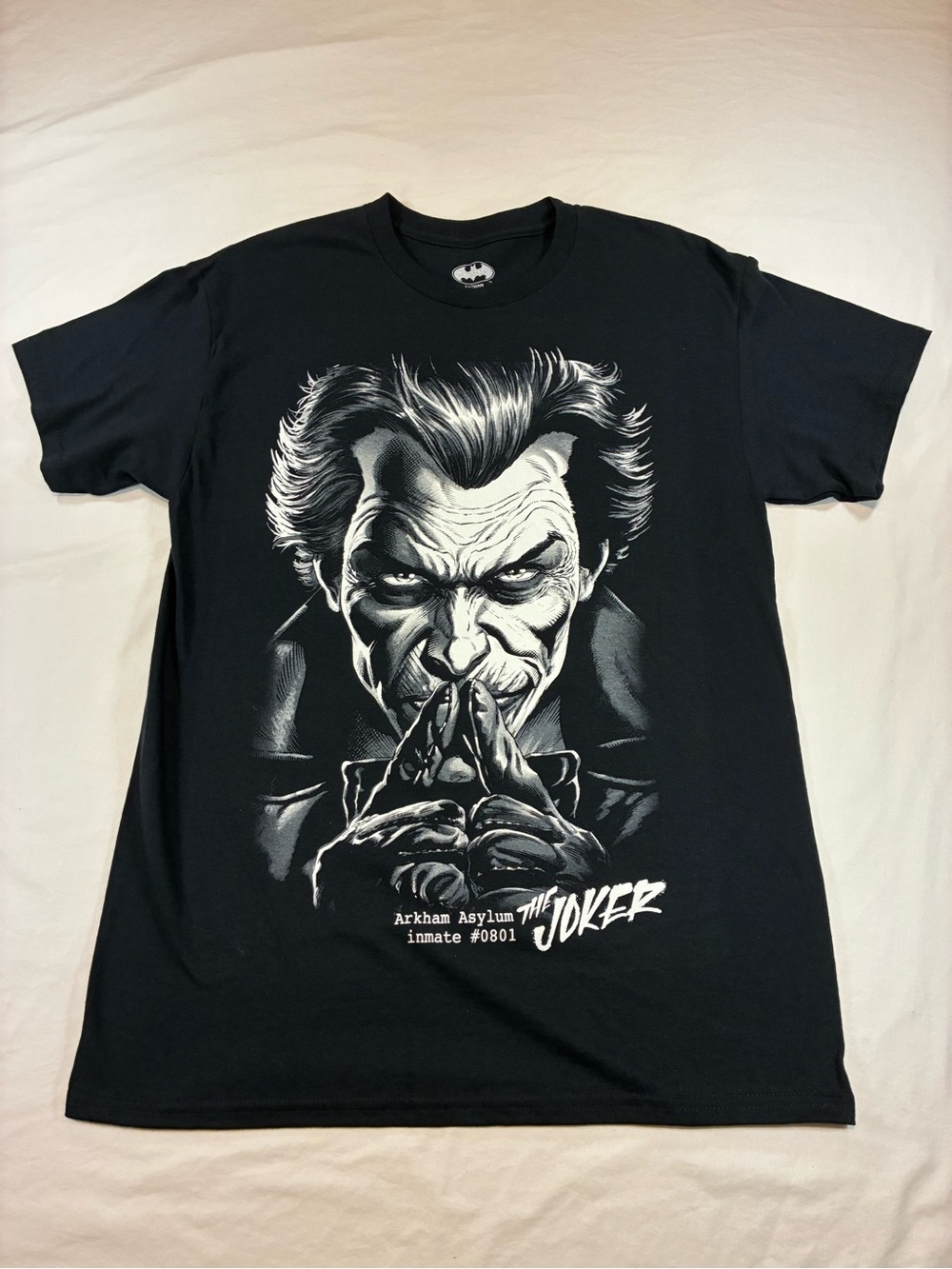 Batman Black Tee with White Joker Graphic